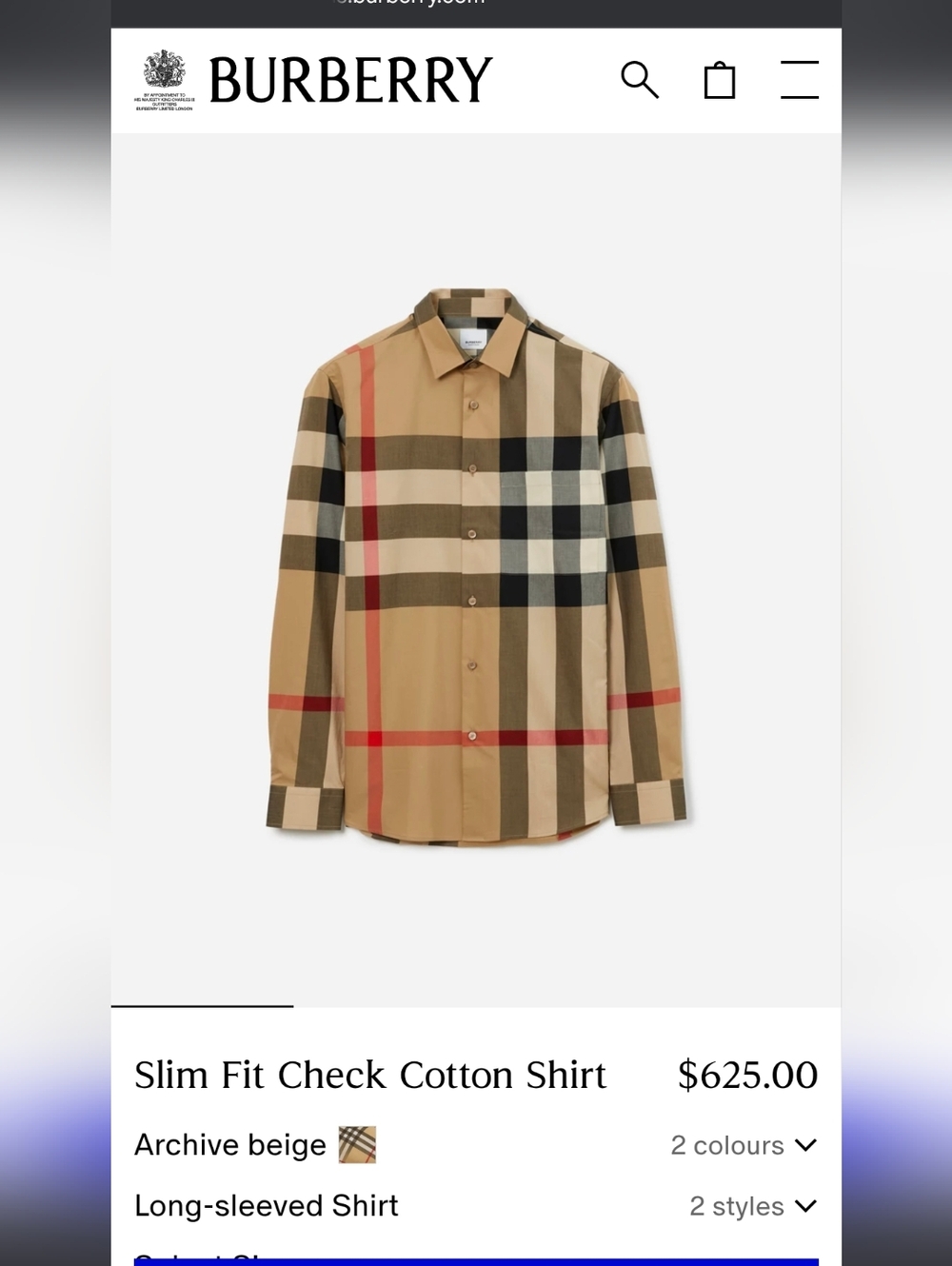 Burberry Tan Check Button-Down Shirt with Red Accents